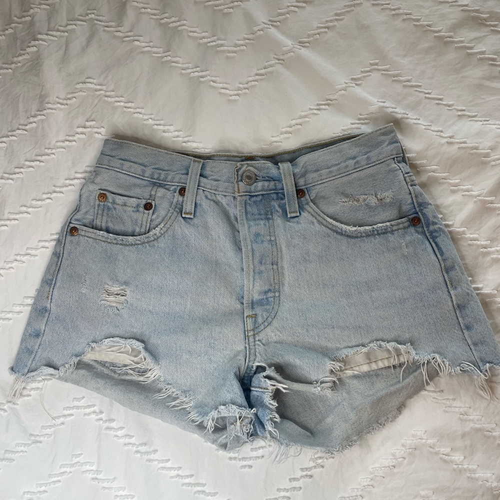 Levi Light Blue Denim Shorts 501